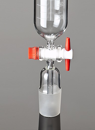 DROPPING FUNNEL, CYLINDERICAL, PTFE KEY, STEM WITH CONE